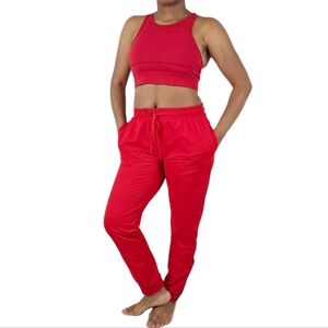 Zyia Red Tapered Peak Zipper Ankle Jogger Pants